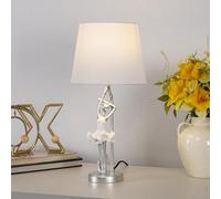 SUPERHONGJIHAO Lampe de table danseuse de ballet, blanche et dorée, hauteur 48 cm, design ombre sirène, compatible LED, lumière décorative pour chambre à coucher