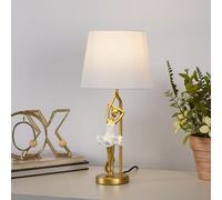 SUPERHONGJIHAO Lampe de table danseuse de ballet, blanche et dorée, hauteur 48 cm, design ombre sirène, compatible LED, lumière décorative pour chambre à coucher