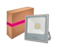 Superia Milano Projecteur LED argenté pour extérieur 35 W, entreprise italienne, 3010 lumens, blanc naturel, 4000 K, projecteur étanche IP65, pour jardins et maisons, faisceau 100 °, 230 V AC, NL35N