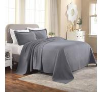 Superior Couvre-lit 100% Coton tissé avec taies d'oreiller, literie Jacquard en Coton de qualité supérieure, Aspect matelassé à Motifs géométriques, lit Double, Gris