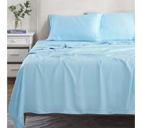 Superior - Ensemble de Drap de lit, 198 x 203 uni 100% Modal de hêtre, Couche Simple, 300 Fils au Pouce carré, Bleu Clair