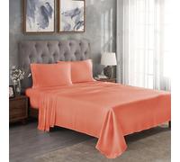 Superior - Ensemble de draps, 152 x 203 cm, uni 100% Modal de hêtre, Couche Simple, 300 Fils au Pouce carré, Corail,