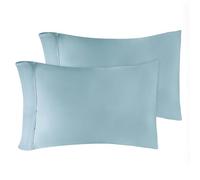 Superior - Ensemble de taies d'oreiller, 51 x 76 cm, 2 pièces, Coton Authentique, 100 Fils au Pouce carré, Couche Simple, uni, Bleu Clair