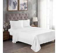 Superior - Ensemble supérieur de draps de lit, uni, 137 x 190 cm, 100% Modal de hêtre, Couche Simple, 300 Fils au Pouce carré, Blanc