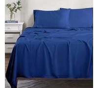 Superior - Ensemble supérieur de draps de Lits uni 100% Modal de hêtre, Couche Simple, 300 Fils au Pouce carré, Bleu Marine