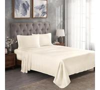 Superior - Ensemble supérieur de draps de Lits uni, 198 x 203 cm, 100% Modal de hêtre, Couche Simple, 300 Fils au Pouce carré, Ivoire