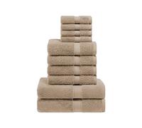 Superior Lot de 10 Serviettes de Toilette en Coton égyptien uni 33 x 33 cm, Serviettes de Toilette 50,8 x 76,2 cm, Serviettes de Bain 76,2 x 139,7 cm, 800 g/m², Latte