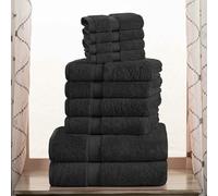 Superior Lot de 10 Serviettes en Coton égyptien - Comprend 2 Serviettes de Bain, 4 Mains, 4 débarbouillettes pour Le Visage - Serviettes de Luxe Ultra Douces - Essentiels en Peluche épaisse - Bain