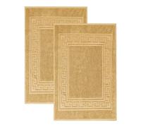 Superior Lot de 2 Tapis de Bain de qualité hôtelière et Spa en Coton peigné à Longues Fibres - Durable et Lavable - Doré - 56 x 89 cm