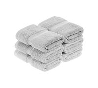 Superior Lot de 6 Serviettes de Toilette en Coton égyptien Ultra Douces en Peluche épaisse et absorbantes, pour Salle de Bain d'invités, hôtel, Spa, Salle de Bain à Domicile, Douche, Argent