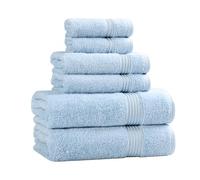 Superior Lot de 6 Serviettes Unies en Coton égyptien, 2 Serviettes de Bain, 2 Serviettes pour Le Visage et 2 essuie-Mains, Bleu Clair
