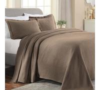 Superior Parure de lit 3 pièces Cachemire en Coton, décoration de lit, Couvre-lit décoratif, 2 taies d'oreiller, Couverture de Poids Moyen, literie en Matelas, Motif Floral Vintage, lit Double, Taupe