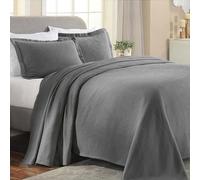 Superior Parure de lit 3 pièces Cachemire en Coton, décoration de lit, Couvre-lit décoratif, 2 taies d'oreiller, Couverture de Poids Moyen, literie en Matelas, Motif Floral Vintage, lit Double, Grise