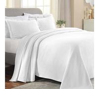 Superior Parure de lit 3 pièces en Coton Cachemire - Décoration - Couvre-lit décoratif - 2 taies d'oreiller - Couverture de Poids Moyen - Literie en Matelas - Motif Floral Vintage - Grand lit - Blanc