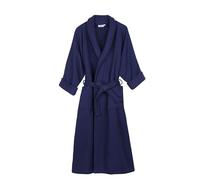 SUPERIOR Peignoir de bain unisexe en coton gaufré avec ceinture, doux et absorbant pour homme et femme, essentiel de bain, bleu marine, Medium