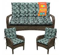 SuperKissen24. Coussin Dossier pour Banc de Jardin Canapé - 140x50 cm et Appui 140x60 cm + 2X 48x96 cm Coussin de Chaise Longue - Bain de Soleil - Intérieur/Extérieur - Imperméable - Exotic