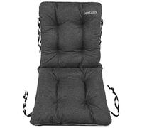 SuperKissen24. Coussin Dossier pour Chaise Longue, Siège, Banc de Jardin, Canapé - 1 Piece 48x48x48 cm - Bain de Soleil - Intérieur/Extérieur - Imperméable - Lin Noir