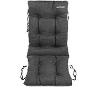 SuperKissen24. Coussin Dossier pour Chaise Longue, Siège, Banc de Jardin, Canapé - 1 Piece 48x48x75 cm - Bain de Soleil - Intérieur/Extérieur - Imperméable - Lin Noir