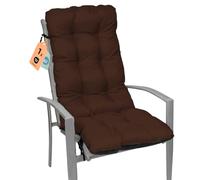 SuperKissen24. Coussin Dossier pour Chaise Longue, Siège, Banc de Jardin, Canapé - 123x48 cm - Bain de Soleil - Intérieur/Extérieur - imperméable - Marron