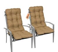 SuperKissen24. Coussin Dossier pour Chaise Longue, Siège, Banc de Jardin, Canapé - Lot de 2-123x48 cm - Bain de Soleil - Intérieur/Extérieur - imperméable - Beige