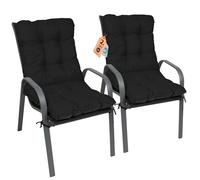 SuperKissen24. Coussin Dossier pour Chaise Longue, Siège, Banc de Jardin, Canapé - Lot de 2-96x48 cm - Bain de Soleil - Intérieur/Extérieur - imperméable - Noir