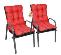 SuperKissen24. Coussin Dossier pour Chaise Longue, Siège, Banc de Jardin, Canapé - Lot de 2-96x48 cm - Bain de Soleil - Intérieur/Extérieur - imperméable - Rouge