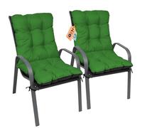 SuperKissen24. Coussin Dossier pour Chaise Longue, Siège, Banc de Jardin, Canapé - Lot de 2-96x48 cm - Bain de Soleil - Intérieur/Extérieur - imperméable - Vert
