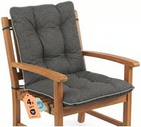 SuperKissen24. Coussin Dossier pour Chaise Longue, Siège, Banc de Jardin, Canapé - Lot de 4 48x48x48 cm - Bain de Soleil - Intérieur/Extérieur - Imperméable - Lin Noir