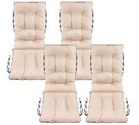 SuperKissen24. Coussin Dossier pour Chaise Longue, Siège, Banc de Jardin, Canapé - Lot de 4 48x48x75 cm - Bain de Soleil - Intérieur/Extérieur - Imperméable - Lin Beige