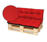 SuperKissen24. Coussin Dossier pour Palette Canapé 120x80 cm et Appui 120x38 - Intérieur/Extérieur - imperméable - Rouge