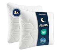 SuperKissen24. Lot de 2 Oreillers en Microfibre 40x40 cm avec Garnissage Fibre Polyester - Hypoallergenique Oreillers Dodo - Coussin de Canapé Decoratif - Good Sleep Blanc