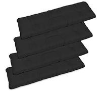 SuperKissen24. Lot de 4 Coussin Dossier pour Banc de Jardin Canapé - 120x38 cm - Intérieur/Extérieur - imperméable - Noir