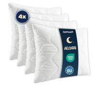 SuperKissen24. Lot de 4 Oreillers en Microfibre 50x50 cm avec Garnissage Fibre Polyester - Hypoallergenique Oreillers Dodo - Coussin de Canapé Decoratif - Good Sleep Blanc