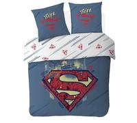 SUPERMAN - Housse de couette Superman DC Comics 220x240 cm- 100% Coton Popeline - Bleu