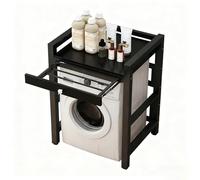 Superposition Lave Linge Seche Avec étendoir dissimulé Meuble de Rangement Hauteur réglable pour Machine à Laver à Tambour Kit de Superposition Lave Linge Seche Linge pour Usage domesti black 1-Tiers