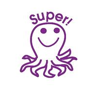 SuperStickers Tampon encreur « Super » Octopus pré-encré pour marquage à l'encre violette.