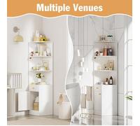 SUPFINE 1pc Étagère d'angle, Meuble de Rangement Ouvert avec Porte Tiroir, Bibliothèque Verticale pour Salon Bureau 38×38×161cm
