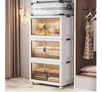 SUPFINE 3 niveaux Armoire Bac Boîte de rangement pliable, matériau PP+HIPS+TPR, forte capacité de charge 60*36*102cm