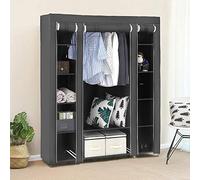 Supfine Armoire de Rangement avec Tringle à Vêtements et étagères, Penderie Tissu Armoire Chambre Portable pour Chambre D'adulte (Gris, A, 172x134x43 cm)