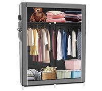 Supfine Armoire de Rangement avec Tringle à Vêtements et étagères, Penderie Tissu Armoire Chambre Portable pour Chambre D'adulte (Gris foncé, 108x45x170 cm)