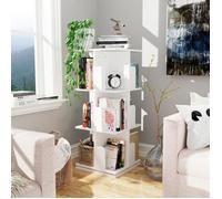 SUPFINE Bibliothèque Tournante 3 Niveaux, Étagère Livre avec 12 Compartiments pour Salon Bureau Chambre d'enfant 40×40×98cm