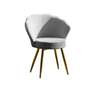 SUPFINE Chaise de Coiffeuse, Fauteuil Coquille Revêtement en Velours, Pieds en Métal, Fauteuil avec Accoudoirs pour Salon Gris