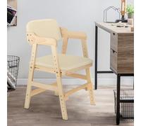 Supfine Chaise Haute en Bois, 6 Hauteurs Réglables Stable Chaise Supporte 50KG pour Bébés, Enfants et Adultes, Chaise Haute Evolutive, Assise et Repose-pieds Réglables (Beige, 1PC)