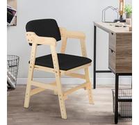 Supfine Chaise Haute en Bois, 6 Hauteurs Réglables Stable Chaise Supporte 50KG pour Bébés, Enfants et Adultes, Chaise Haute Evolutive, Assise et Repose-pieds Réglables (Noir, 1PC)