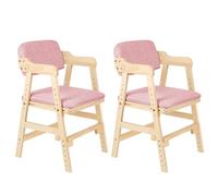 Supfine Chaise Haute en Bois, 6 Hauteurs Réglables Stable Chaise Supporte 90KG pour Bébés, Enfants et Adultes, Chaise Haute Evolutive, Assise et Repose-pieds Réglables (Rose- 2PCS)