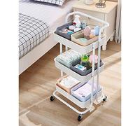 Supfine Chariot de Rangement Mobile sur 3 Niveaux, Desserte Cuisine Roulette Chariot de Stockage pour Salle de Bain Chambre Cuisine et Bureau, Hauteur : 86cm, Montage Facile (Blanc, 43 * 36 * 86cm)