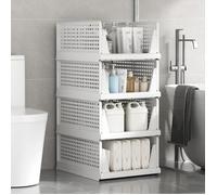 SUPFINE Empilable Organisateur Armoire, 4PCS Boite Rangement Empilable Pour Vêtements Couettes Et Jouets 33.5 X 43 X 72cm