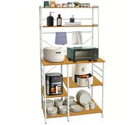 SUPFINE Étagère de Cuisine avec 5 Niveaux, Support pour Micro-Ondes, Meuble de Rangement Moderne, 90 × 40 × 168 cm, Noyer