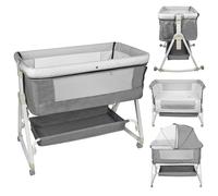 Supfine Lit Bebe 4 en 1, Cododo Bebe Réglable en Hauteur, Berceau pour Nouveau-né avec Table à Langer et Rangement, Pieds Convertibles (Gris, 80 * 40 * 106 cm)