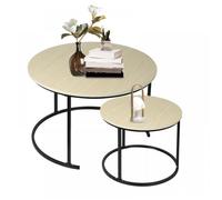 SUPFINE Lot de 2 Tables Basses Gigognes Rondes 50/70 en Métal, Table de Canapé, Table à Café Design Industriel